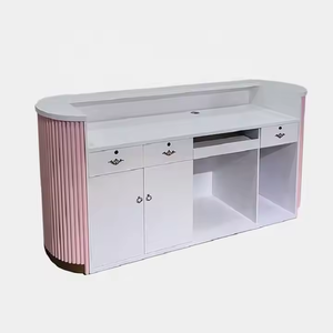 Mostrador de Recepción Curvo Blanco Personalizado para Clínica Pequeña, Mostrador Frontal Pequeño de Alta Calidad para Comercio Minorista - Product Image 4