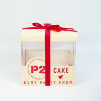 Boîte à gâteau en carton de qualité alimentaire avec fenêtre en PET, logo personnalisé, emballage en carton pour boulangerie, gâteau d'anniversaire, cupcake, vente en gros OEM