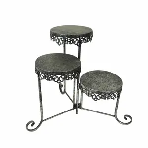 Shabby 3-set Antique Round Silver Cake Stand