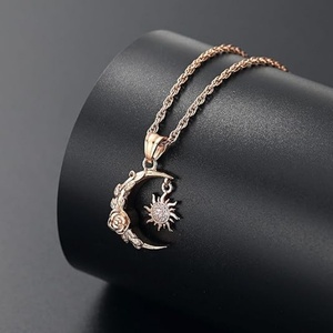 Collana Urna Personalizzata Luna e Sole Rosa per Ceneri di Animali Domestici, Gioiello Commemorativo <span class=keywords><strong>in</strong></span> Acciaio Inossidabile - Product Image 4