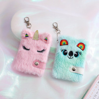 Venta al por mayor niños de dibujos animados de animales Mini cuaderno de cuentas de mano de felpa gato encantador libro de escritura mochila llavero colgante libro de bolsillo