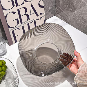 Plato de fruta minimalista de plástico transparente para el hogar, bandeja para servir en la sala de estar, apto para lavavajillas, diseño de color sólido - Product Image 3