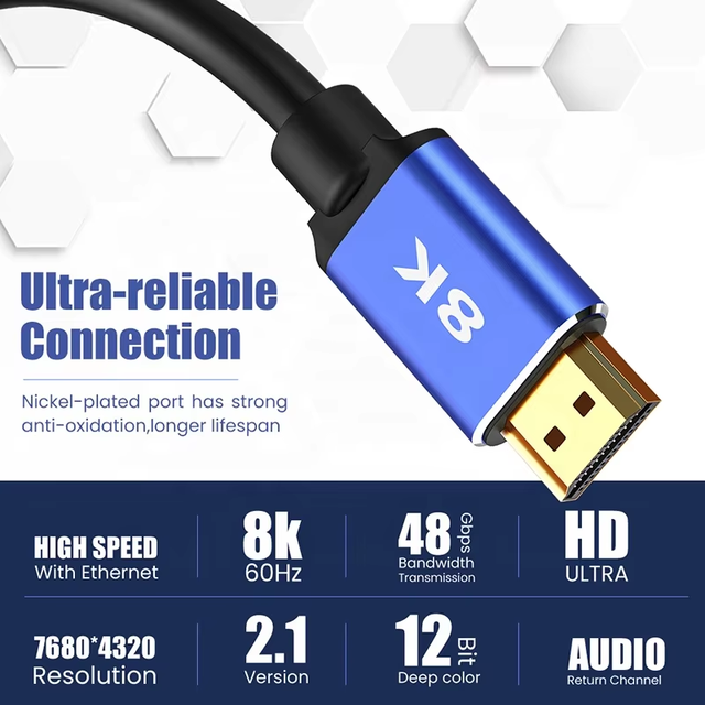 Xput Ultra High Speed HDMI 2 1 Cable 48Gbps Support 8K60Hz 4K120Hz 3D HDR PVC Coaxial Wire for Computer Monitor Projector DVD