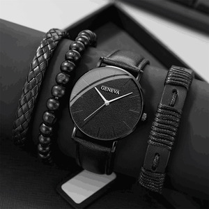 Conjunto de reloj de estilo deportivo informal de moda para hombre, reloj de cuarzo de tendencia personalizada, 4 unids/set - Product Image 2