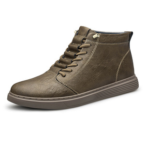 Zapatillas Casuales de Primavera y Otoño con Punta Redonda y Forro de Felpa, Zapatillas de Lona Transpirables y Resistentes al Desgaste con Parte Superior de Cuero para Hombre - Product Image 5