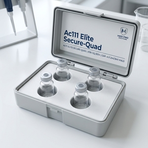 กล่องพับได้ Elite Secure-Quad สำหรับใส่หลอดเปปไทด์ 4 หลอด พร้อมซีลกันปลอมสองชั้นสีเงิน บรรจุภัณฑ์กระดาษแข็งสีงาช้างด้าน สำหรับหลอดทดลองขนาด 2 มล. 3 มล. - Product Image 6