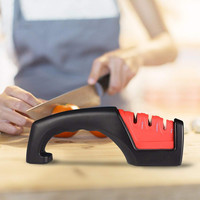 Aiguiseur de couteaux de cuisine manuel à 3 étapes avec acier tungstène et céramique, outil d'affûtage rapide pour couteaux de cuisine et ciseaux