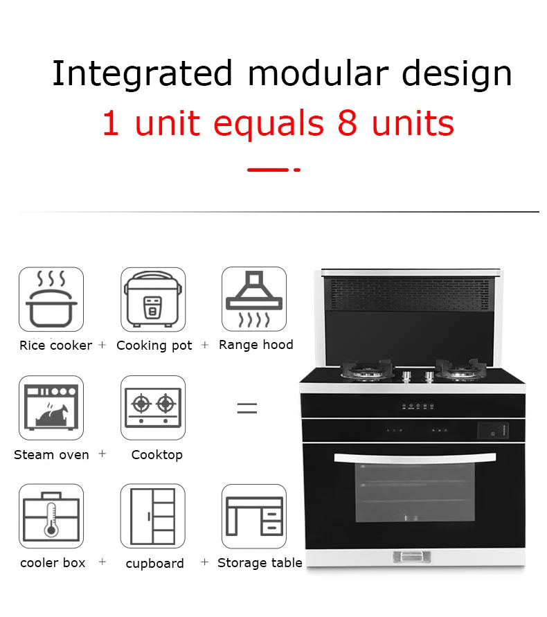 Integrated household kitchen lower row range hood gas stove Integrated stove steaming