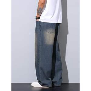 2025 hommes Vintage hip-hop jambe droite Baggy jean délavé Denim pantalon tricoté Technique Y2k patineur coupe ample pour l'hiver - Product Image 3