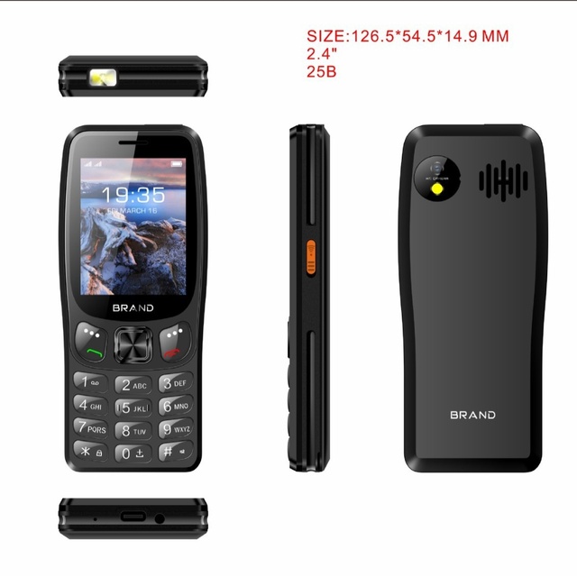 OEM 2.4"Screen GSM Big Battery Operated 4 Cards Buttons Straight Plate Horn Export Quality Side key strong light Crystal button