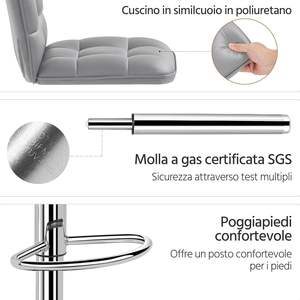 Meubles de salle à manger 2025 Chaises de bar modernes Chaises longues de bar Chaise haute en métal Rembourrage en Pu Repose-pieds chromé réglable Tabouret de bar - Product Image 4