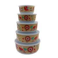 Bol en mélamine avec couvercle, pour les Fruits et les aliments au réfrigérateur, magasin personnalisé, 5 pièces