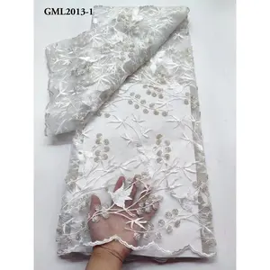 New fashion White Fancy Bridal Crystal Sequins lace 5yards india beaded chantilly lace