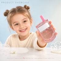 Étui vide ISMAN en forme de téléphone 5G pour baume à lèvres, double compartiment avec miroir, brosse et chaîne, emballage cosmétique rose transparent à couvercle rabattable