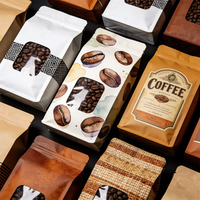 Sachets d'emballage en papier kraft à fond plat 250g 500g 1kg, sacs à café personnalisés imprimés avec valve et fermeture éclair pour grains de café