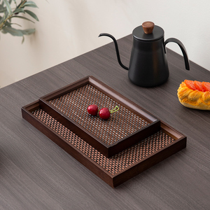 Plateau à manger <span class=keywords><strong>rectangulaire</strong></span> en bois de bambou avec plateau à thé zen poli au <span class=keywords><strong>design</strong></span> japonais - Product Image 4