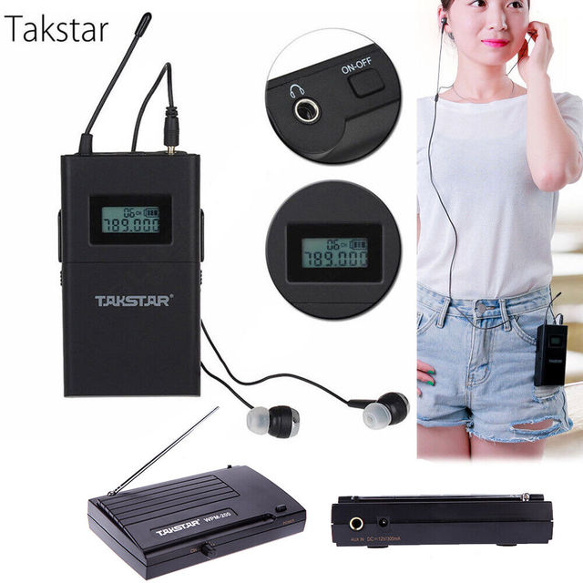 For Takstar WPM-200 UHF 6 Channel Professional Monitor System 4 In-Ear Body Pack for Performance Wireless Communication