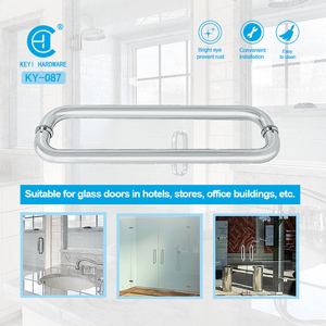Salle <span class=keywords><strong>de</strong></span> bain noir mat tube rond tube carré dos à dos en acier inoxydable tirer <span class=keywords><strong>poignée</strong></span> douche <span class=keywords><strong>poignée</strong></span> <span class=keywords><strong>de</strong></span> <span class=keywords><strong>porte</strong></span> en verre - Product Image 5
