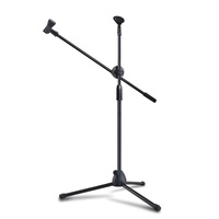 Support de microphone de sol réglable avec conception flexible, construction métallique, hauteur maximale de 140 cm, couleur noire, pour utilisation sur scène