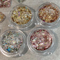 1Jar Irrégulier Feuille Opale Nail Glitter Sequins Sparkly Gradient Symphony Polarized Flakes Silver Gold Mixed Nail Decoration