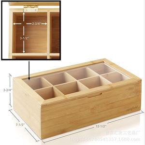 Wooden <b>Storage</b> Box 12-1/2x7-1/2x3-3/4 Inches With Dividers For Tea Coffee Organizing Desktop Living Room - Product Image 1