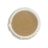 Set de table rond en paille tressée avec franges, épais, isolant thermique, en corde de chanvre tissée, protection de vaisselle, style européen