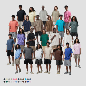 Custom T Shirt Men's 100% Cotton 275GSM Heavyweight Oversized Drop Shoulder Streetwear Blank Boxy Fit Crop T Shirt for Men - Product Image 1