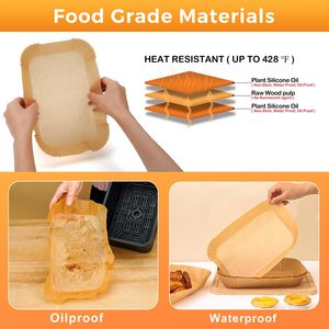 Freidora de aire desechable cuadrada personalizada al por mayor, papel pergamino, <span class=keywords><strong>doble</strong></span> cara de silicona, resistente al agua y al aceite, revestimiento para freidora de aire de cocina - Product Image 6