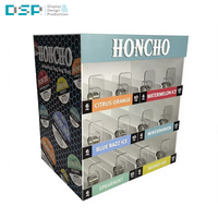 Exhibidor de Nicotina en Bolsas de Acrílico Negro con Luces LED de Neón, de 3 Niveles, para Mostrador, Fabricado en Vietnam por DSP, con Logotipo Personalizado
