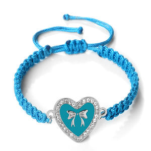 Elegante pulsera <span class=keywords><strong>de</strong></span> lazo tejida hecha a mano, pulsera colgante <span class=keywords><strong>de</strong></span> corazón <span class=keywords><strong>de</strong></span> cuerda, joyería <span class=keywords><strong>de</strong></span> moda <span class=keywords><strong>de</strong></span> circón, regalo <span class=keywords><strong>de</strong></span> <span class=keywords><strong>amistad</strong></span> para mujer - Product Image 4