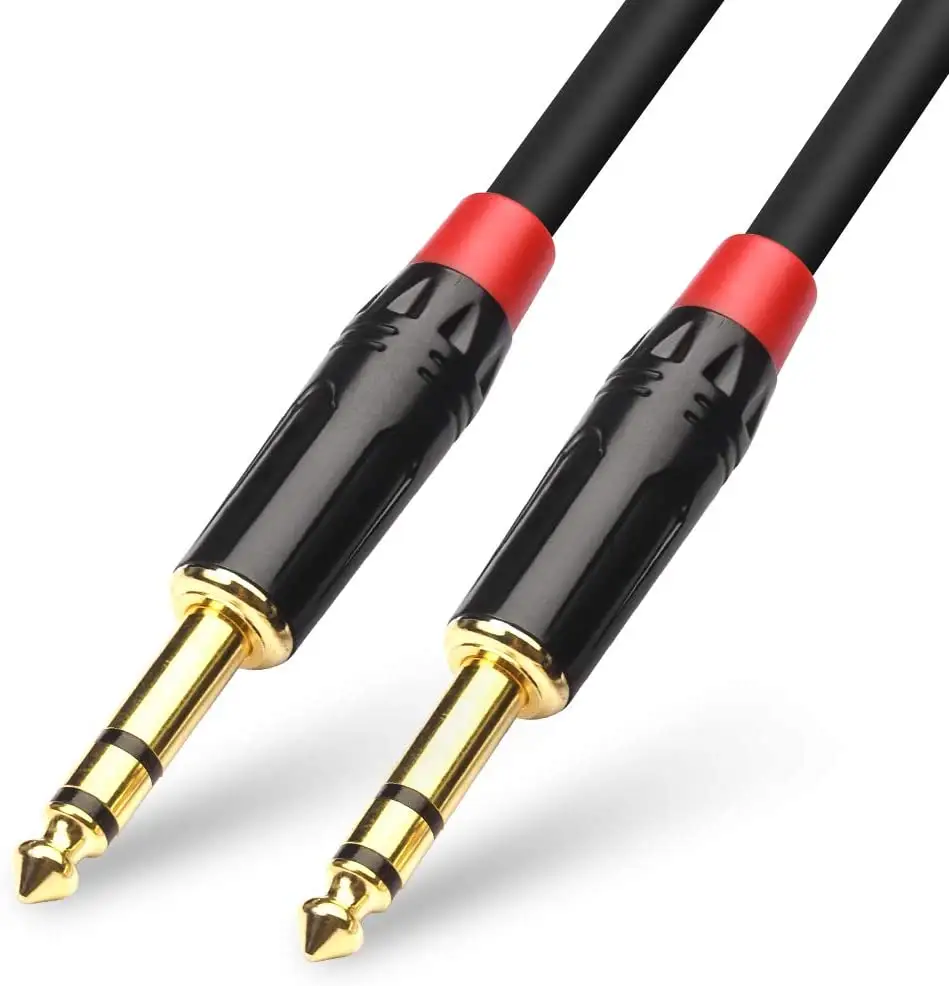 1/4 inch TRS cable instrument guitar 6.35mm male to male stereo jack balanced audio path line electric guitar cable 6ft /2 m