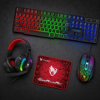 Ensemble de jeu E-Sports TF810, clavier rétroéclairé coloré, souris de jeu RGB, grand tapis de souris, casque de jeu 3,5 mm pour ordinateur de bureau et ordinateur portable