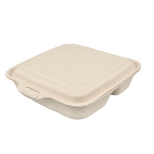 High Quality Takeaway Food container beige food packing box bagasse To Go Containers