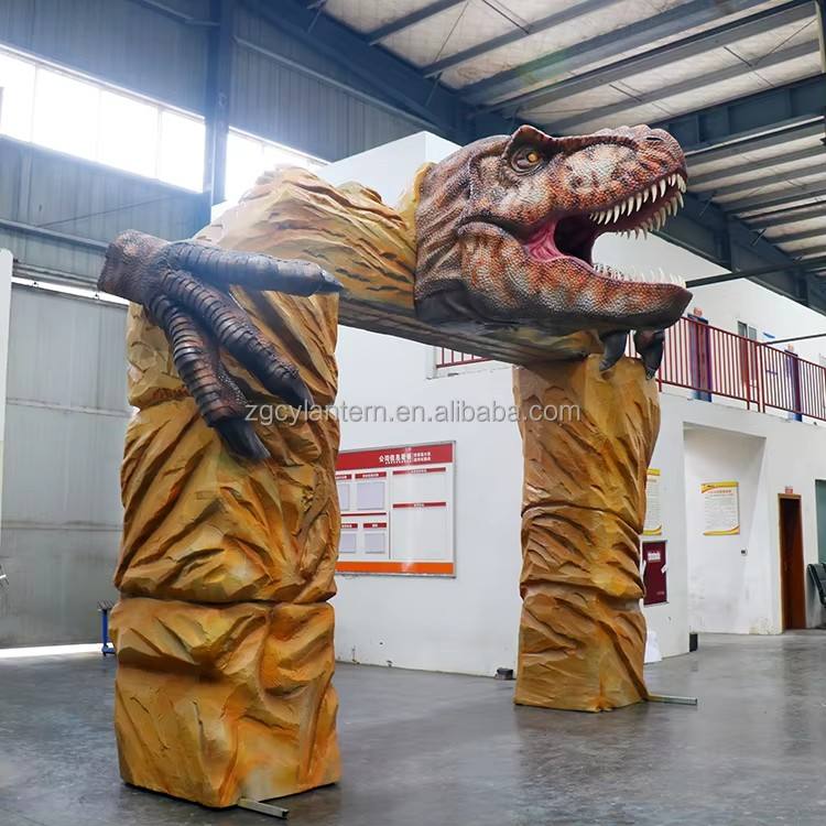 Realistic Dinosaur Entrance Arch Animatronic T-Rex Gate with Sound ...