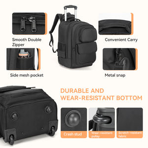 <span class=keywords><strong>Sac</strong></span> <span class=keywords><strong>à</strong></span> <span class=keywords><strong>dos</strong></span> <span class=keywords><strong>à</strong></span> roulettes pour ordinateur portable <span class=keywords><strong>avec</strong></span> compartiment pour ordinateur portable, fermeture éclair imperméable en Oxford 1680D, idéal pour les voyages d'affaires, le travail, les collègues et les étudiants - Product Image 4