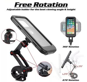 NOVISON Soporte Universal para Teléfono de Bicicleta y Motocicleta, Ajustable, Impermeable, con Clip de ABS, para Manillar - Product Image 2