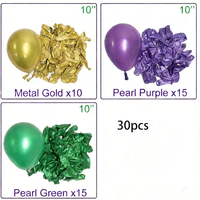 40 Globos de Mardi Gras de 10 Pulgadas, Color Verde Brillante, Morado Metálico y Dorado, para Decoraciones de Fiestas de Mardi Gras, Martes Grueso y Cumpleaños