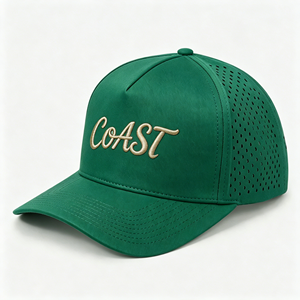 OEM 5 Panel Baseball Cap Waterproof Laser Cut Hole Custom Embroidery Logo Sports Cap - Product Image 2