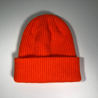 Gorro de Punto Acrílico de Alta Calidad OEM para Hombre, Personalizable con Bordado, Color Naranja Brillante, Gorro de Caza para Adultos