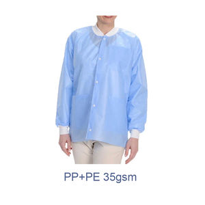 Poignets et collier en tricot de veste de laboratoire jetable non tissée lisse et douce professionnelle pour salle blanche chimique - Product Image 1