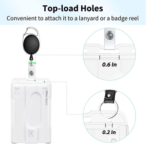 Porte-badge ovale noir à double usage Porte-<span class=keywords><strong>carte</strong></span> d'identité en plastique dur avec double face pour 2 cartes Caractéristiques horizontales et verticales - Product Image 6