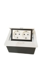 Prise de table escamotable Premium pour conférence, 16A, à ouverture lente, blanche, française/UE, 3 prises intégrées