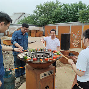 Barbecue fumoir extérieur corten acier fer foyer bbq brasoir - Product Image 3