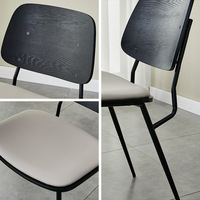 Chaise de salle à manger nordique en bois massif avec dossier, chaise en cuir pour la maison, style luxe léger, multifonctionnelle pour cafés et salons de thé