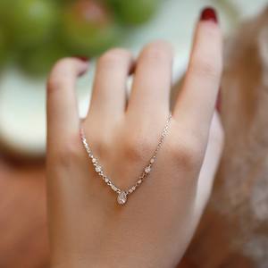 Collier en argent pur S925 avec perles de pastèque, design de niche, délicat, brillant, luxueux, simple, personnalité, colliers empilables en diamants - Product Image 3