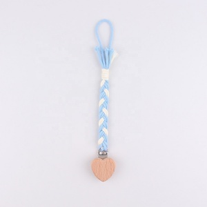 Chaîne de sucette <span class=keywords><strong>anti</strong></span>-chute en corde de coton tressée à la main, avec clip en bois de hêtre en forme de cœur, la plus vendue - Product Image 4