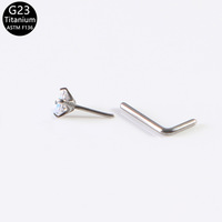 Gaby G23 ASTM-F136 Titane 20G Piercing de nez sans filetage à enfiler, clou droit en forme d'os S L, bijou de piercing