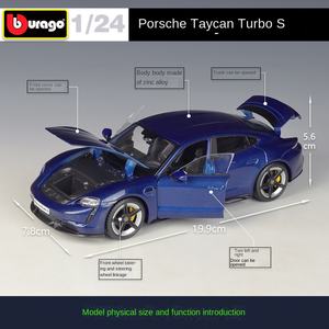 Bburago 1:24 Pors-che <span class=keywords><strong>Taycan</strong></span> Tur-bo S 718 918 9 11 Modèle de voiture en alliage Jouet moulé sous pression Voiture Simulation Véhicules statiques - Product Image 2