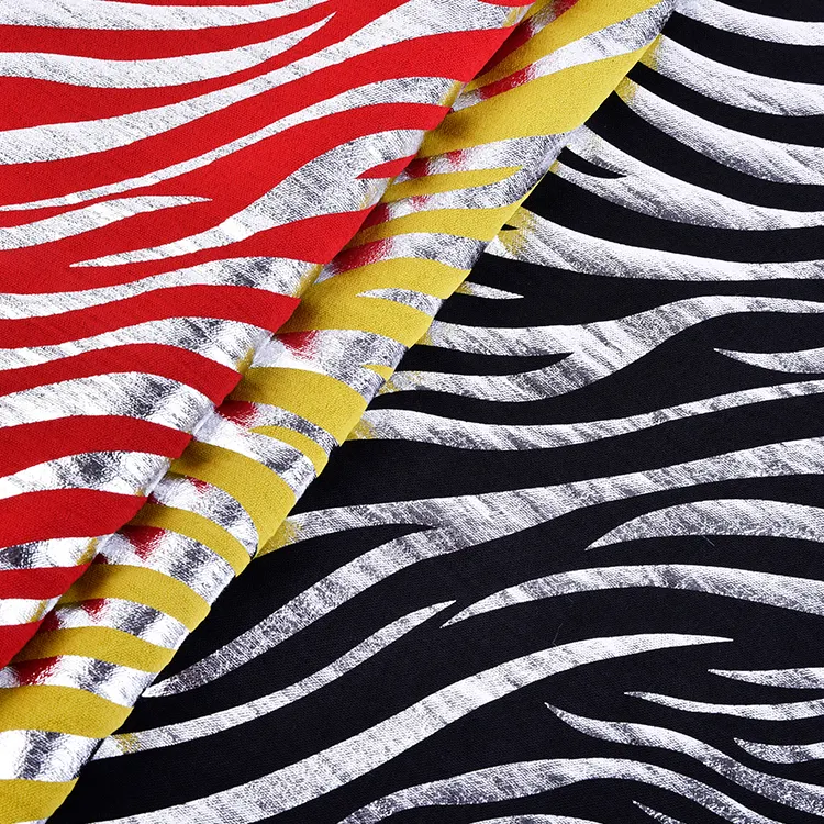 2023 Hot Design Custom Stripe Pattern Silver Metallic Africa Somalia Plain Foil Print CEY Polyester Fabric