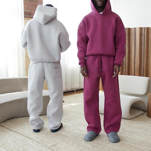 Ensemble de survêtement personnalisé par le fabricant, style automne, respirant, en maille, avec sweat à capuche et pantalon de survêtement, vierge, 500 GSM, 100% coton molletonné - Product Image 1